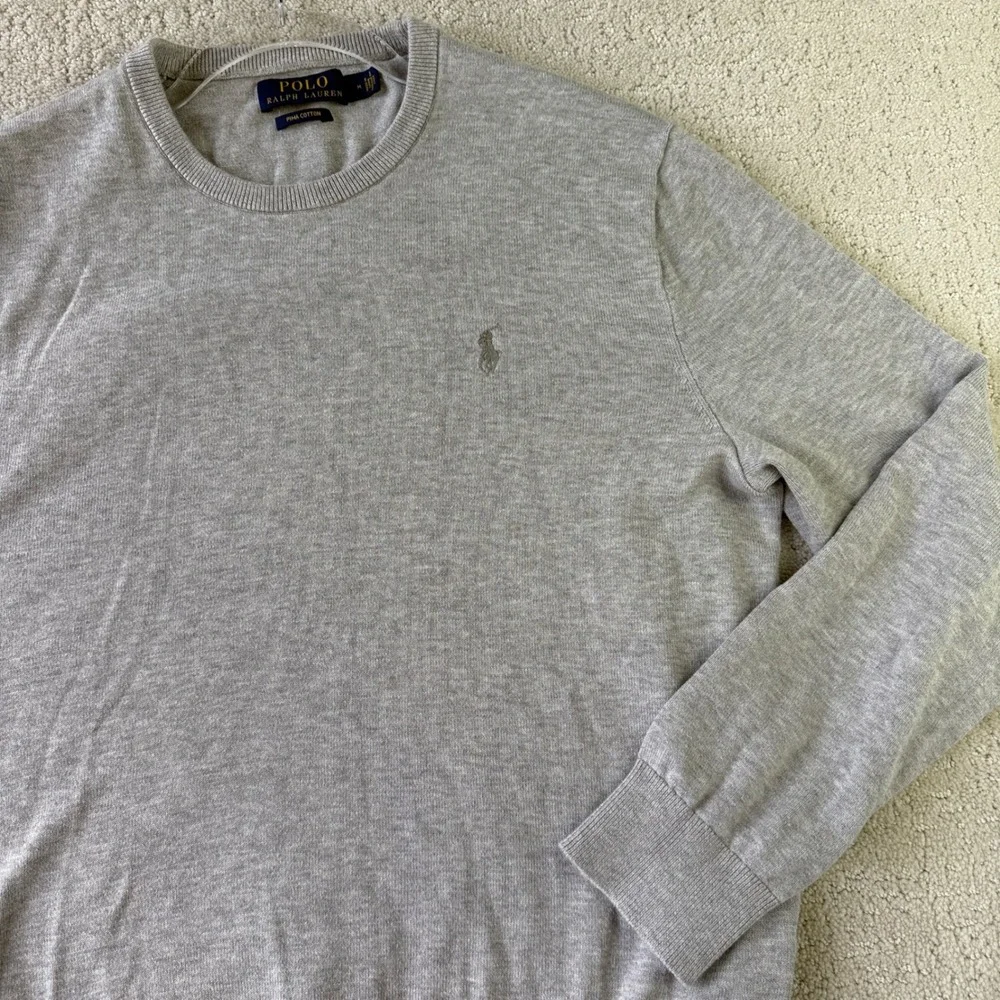 Polo Ralph Lauren Crewneck Sweater Mens Size M Gray Pima Cotton Pony Logo